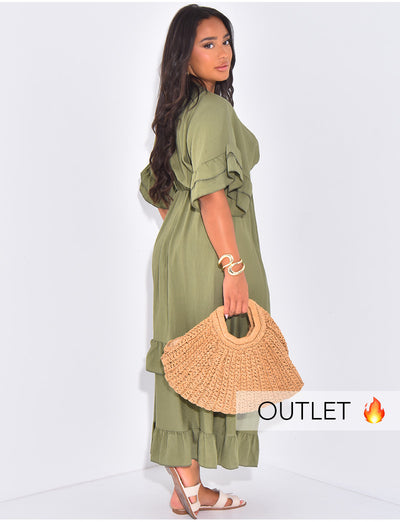 Robe longue fluide à volants