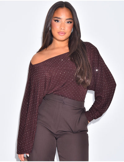 Top fluide asymétrique à strass