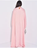 Abaya premium en satin à strass et cristaux au col