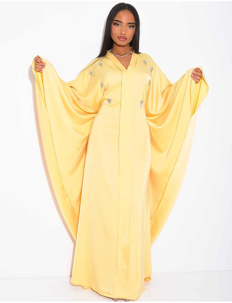 Abaya papillon à nouer ornée cristaux