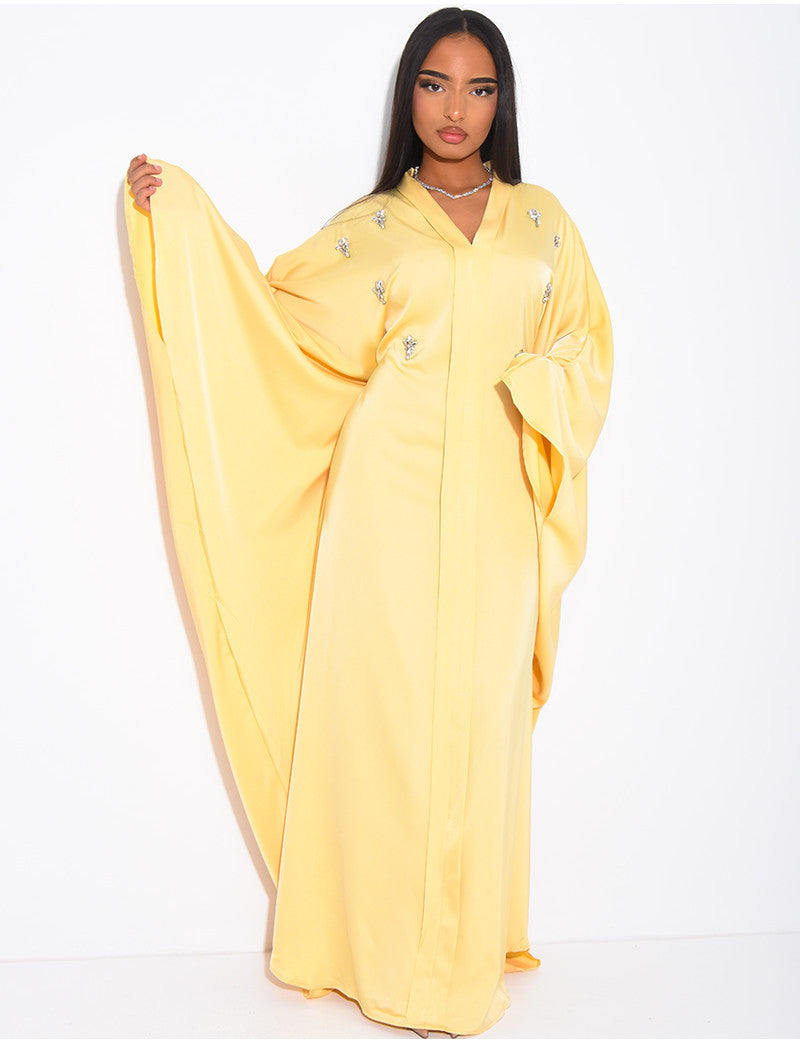 Abaya papillon à nouer ornée cristaux