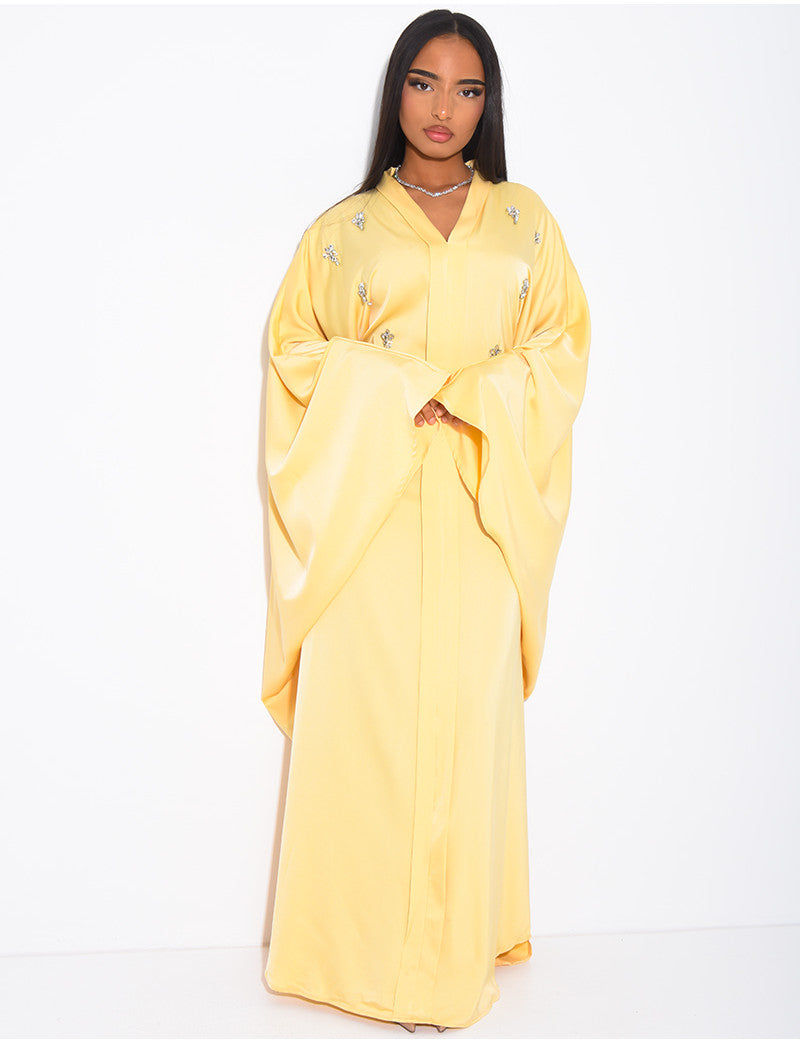 Abaya papillon à nouer ornée cristaux