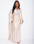 Abaya papillon à cristaux sur le col et les bordures