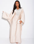 Abaya papillon à cristaux sur le col et les bordures