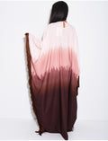 Abaya en satin dégradé à franges sur les bordures