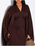 Abaya papillon en satin Dubai & coutures argentées