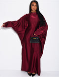 Abaya papillon en satin & pompons au col