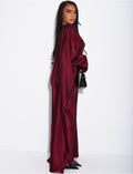 Abaya papillon en satin & pompons au col