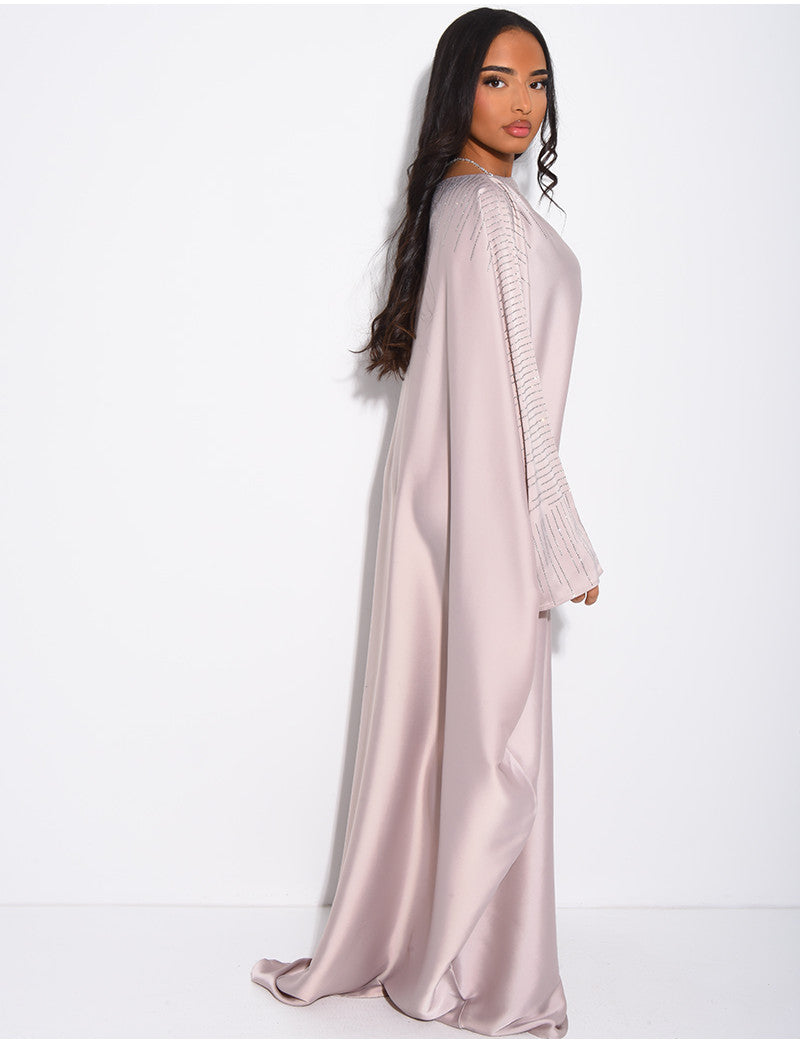 Abaya papillon ornée de strass à nouer à l'intérieur