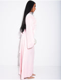Abaya premium en satin à cristaux brodés à la main & ceinture à la taille