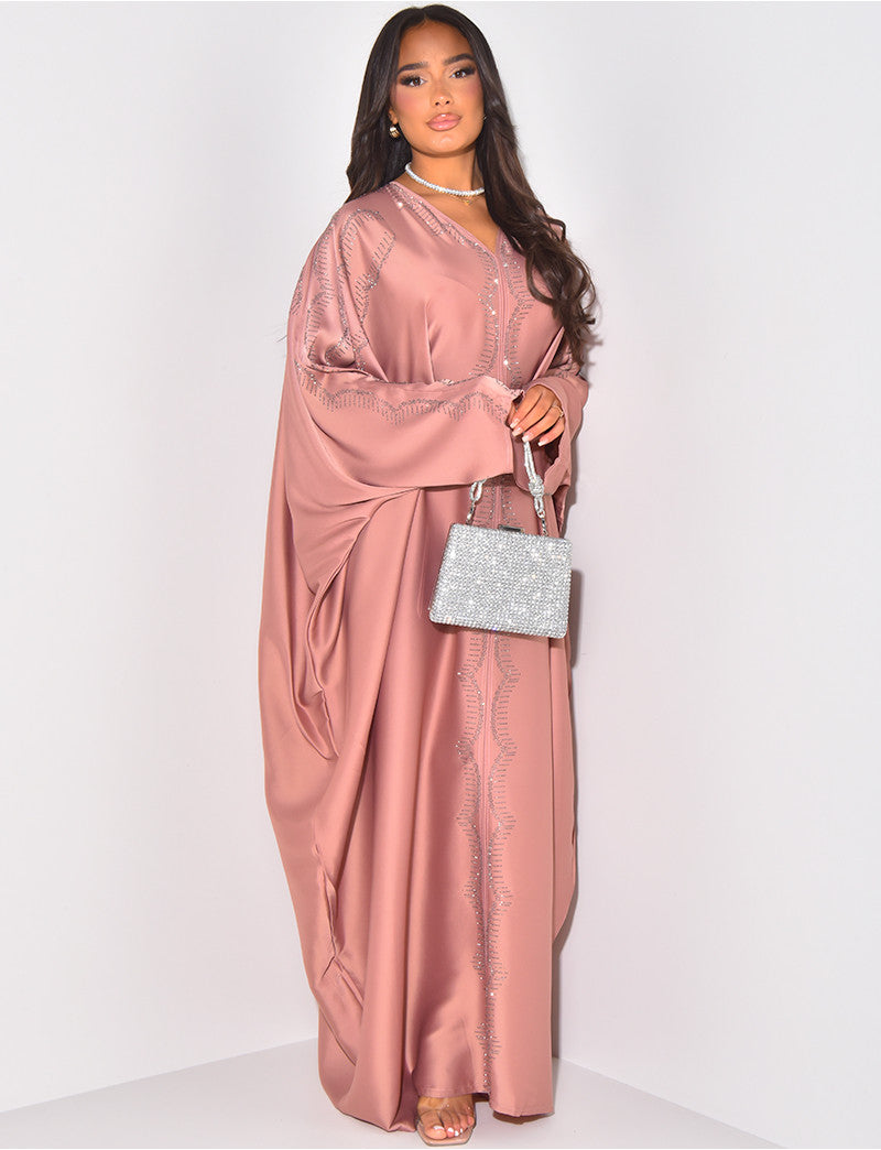 Abaya papillon ornée de strass à nouer à l'intérieur