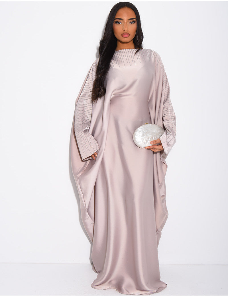 Abaya papillon ornée de strass à nouer à l'intérieur