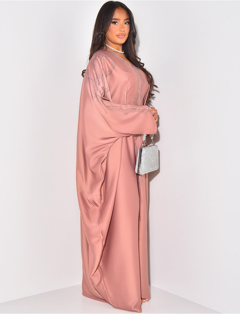 Abaya papillon ornée de strass à nouer à l'intérieur