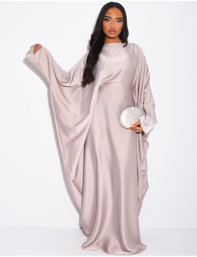 Abaya papillon ornée de strass à nouer à l'intérieur