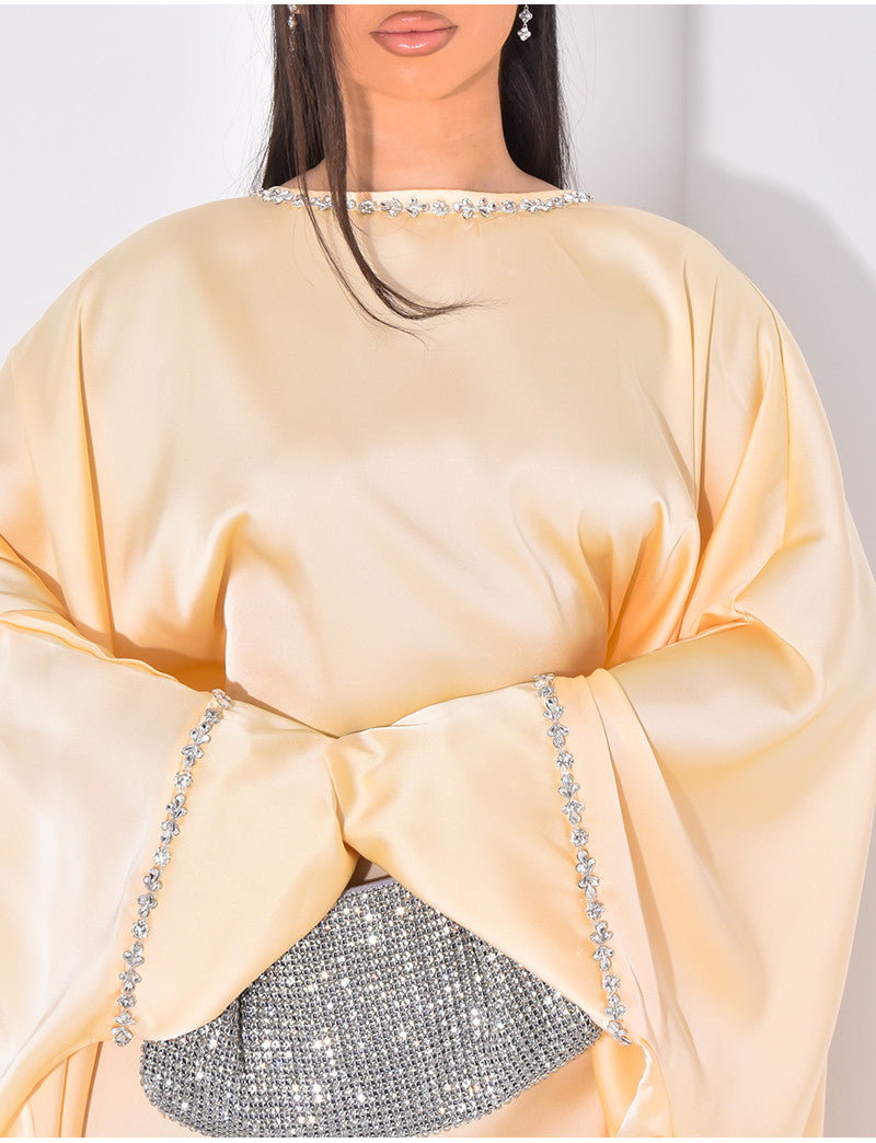 Abaya papillon à strass à nouer à l'intérieur
