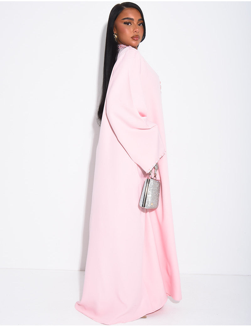 Abaya ample à perles cousues à la main