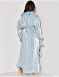 Robe abaya en voile à nouer & manches bouffantes