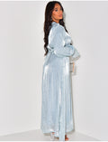 Robe abaya en voile à nouer & manches bouffantes