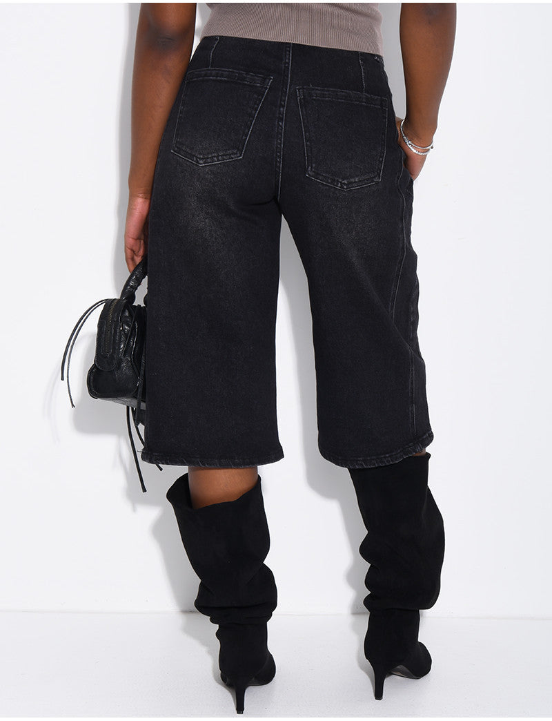 Bermuda large en jeans