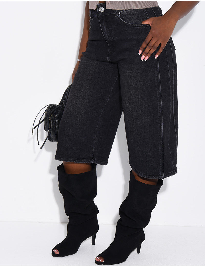 Bermuda large en jeans