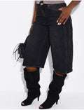 Bermuda large en jeans