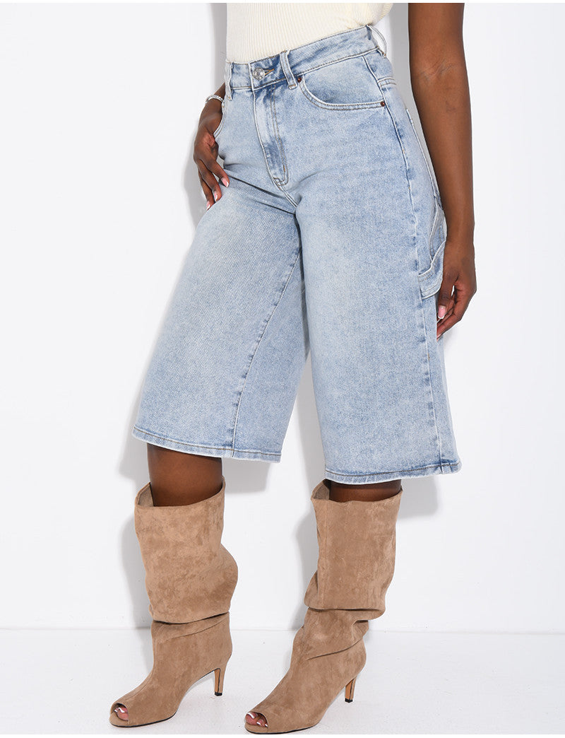 Bermuda en jeans style carpenter