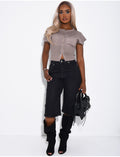 Bermuda en jeans style carpenter