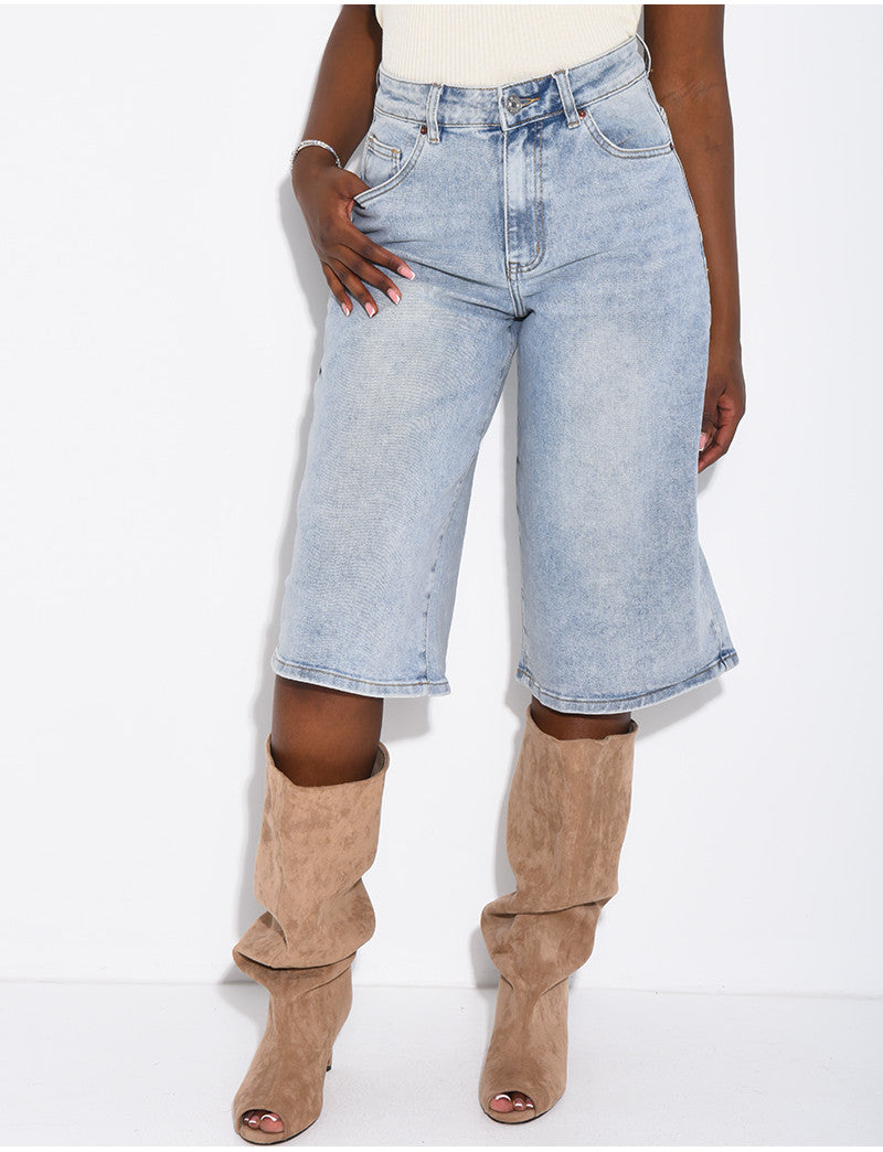 Bermuda en jeans style carpenter