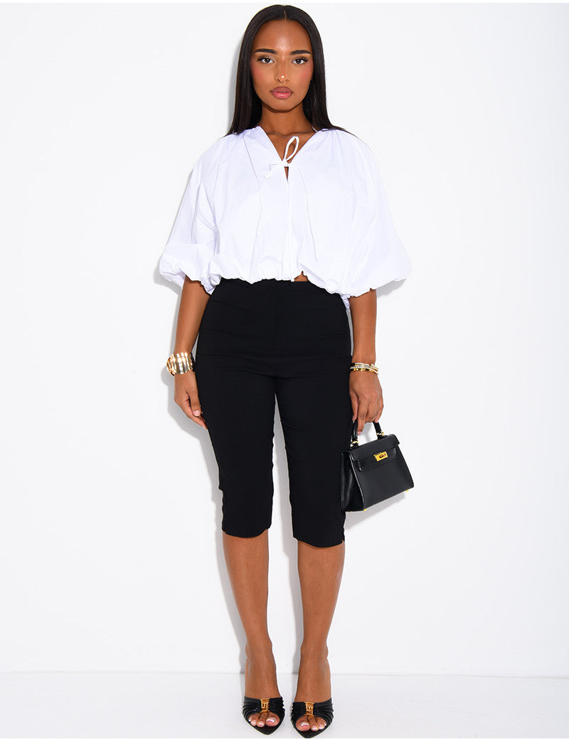 Pantalon capri en tissu stretch