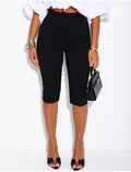 Pantalon capri en tissu stretch