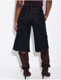 Bermuda en jeans stretch bleu brut