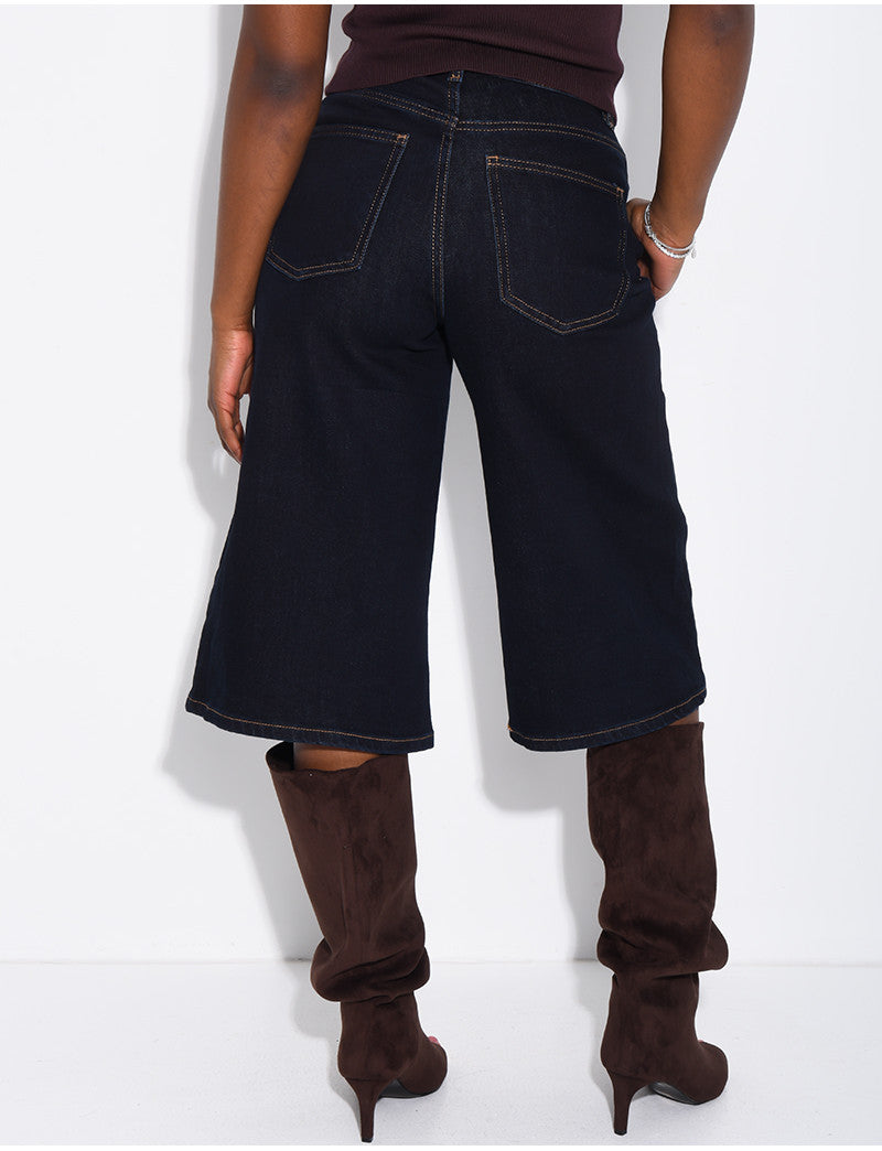 Bermuda en jeans stretch bleu brut
