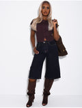 Bermuda en jeans stretch bleu brut