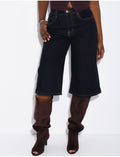 Bermuda en jeans stretch bleu brut