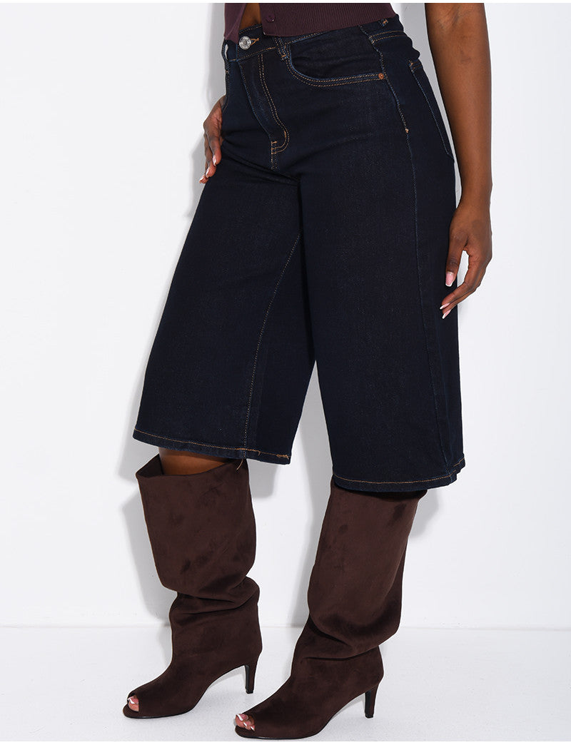 Bermuda en jeans stretch bleu brut
