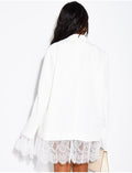 Blazer oversize à bordures en dentelle fine