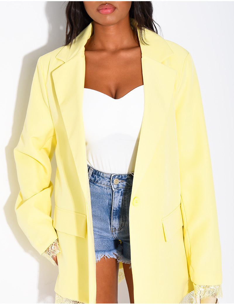 Blazer à bordures dentelle