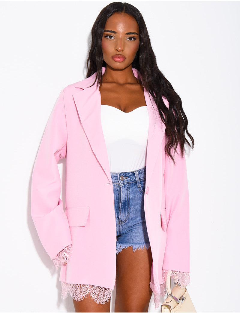 Blazer à bordures dentelle
