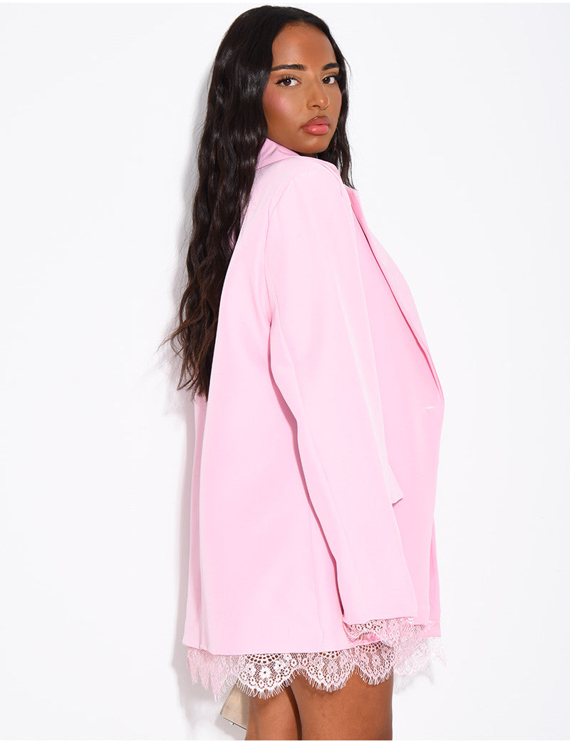 Blazer à bordures dentelle