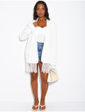 Blazer oversize à bordures en dentelle fine