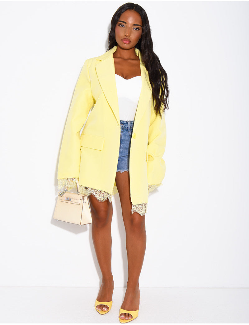 Blazer à bordures dentelle