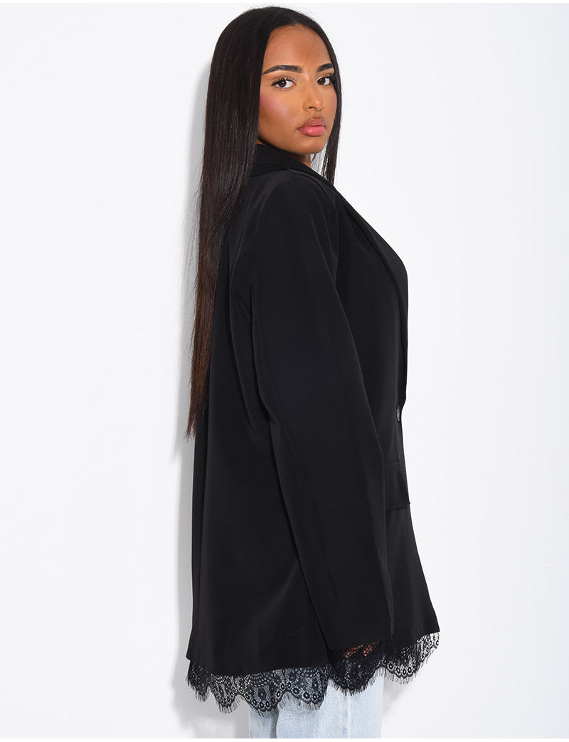 Blazer à bordures dentelle