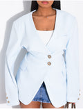 Blazer boutonné à nouer à la taille