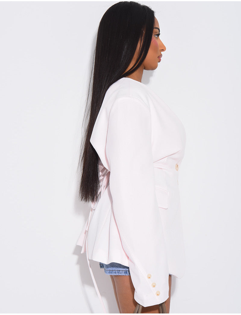 Blazer boutonné à nouer à la taille