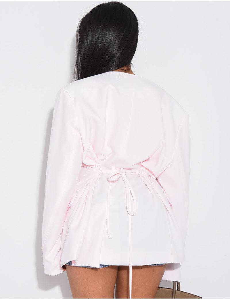 Blazer boutonné à nouer à la taille