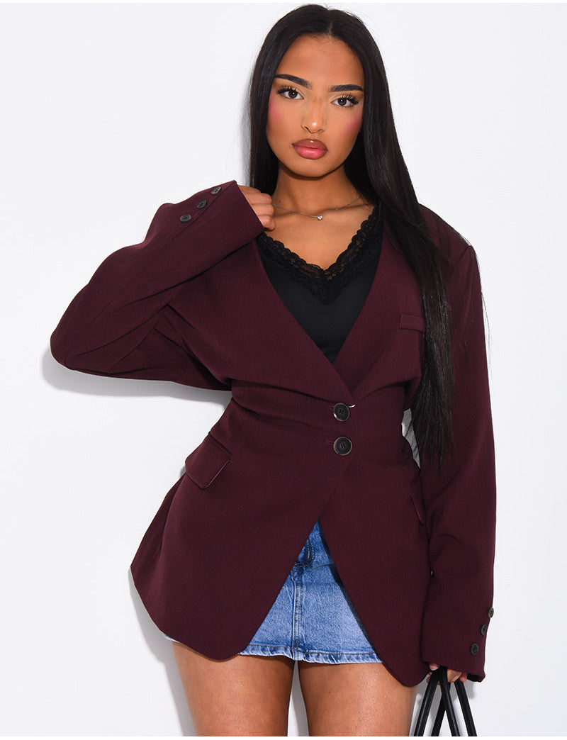 Blazer boutonné à nouer à la taille