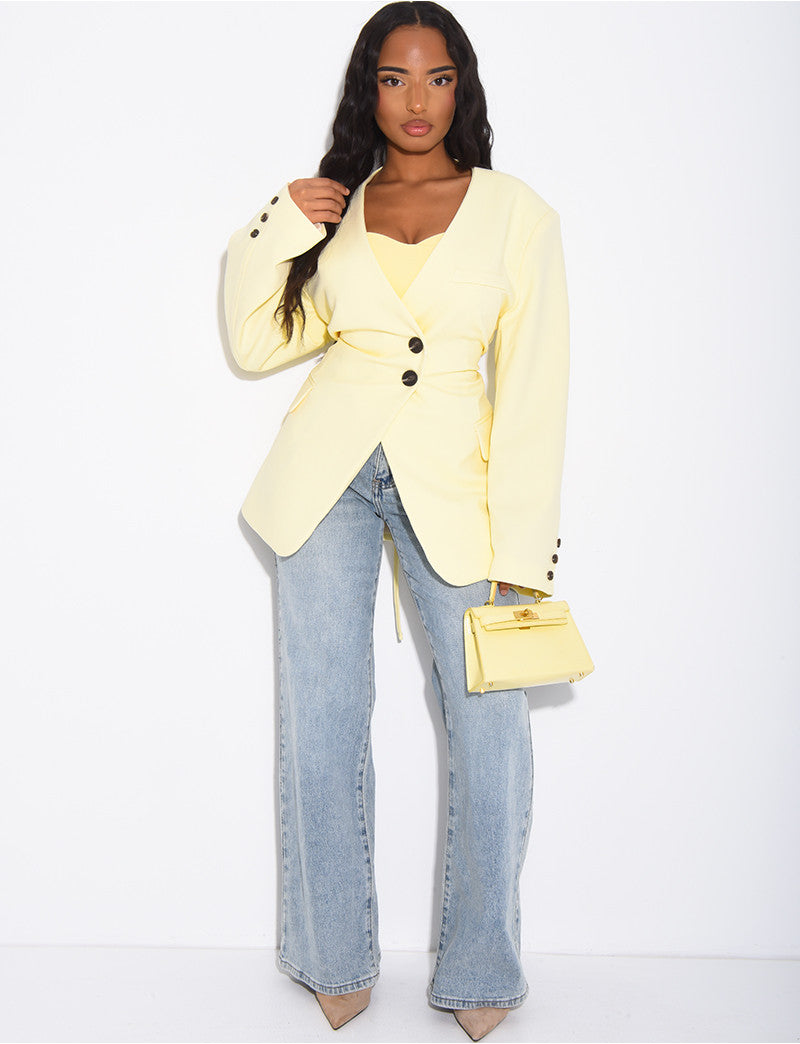 Blazer boutonné à nouer à la taille