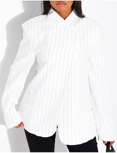 Blazer premium croisé à rayures