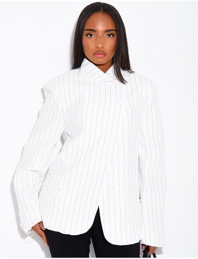 Blazer premium croisé à rayures