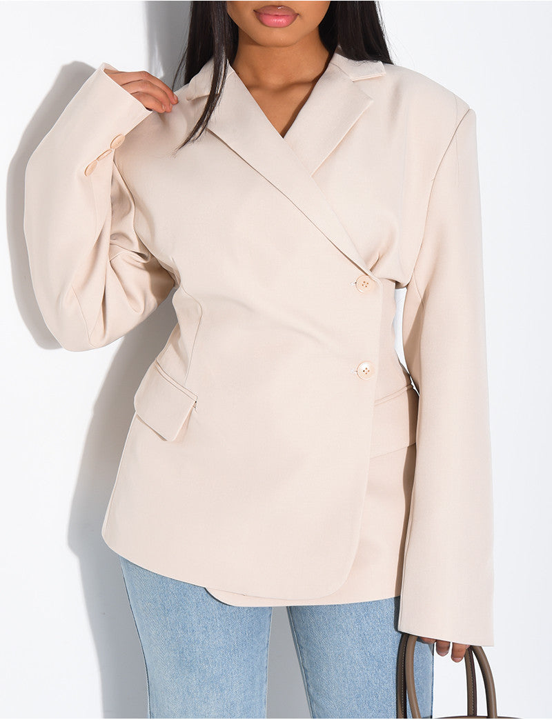 Blazer premium cintré à la taille fermée sur le côté